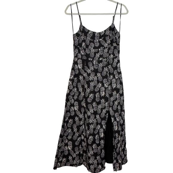 ASTR the Label Keilani Pineapple Print Linen Blend Midi Dress Black White S - Picture 2 of 9